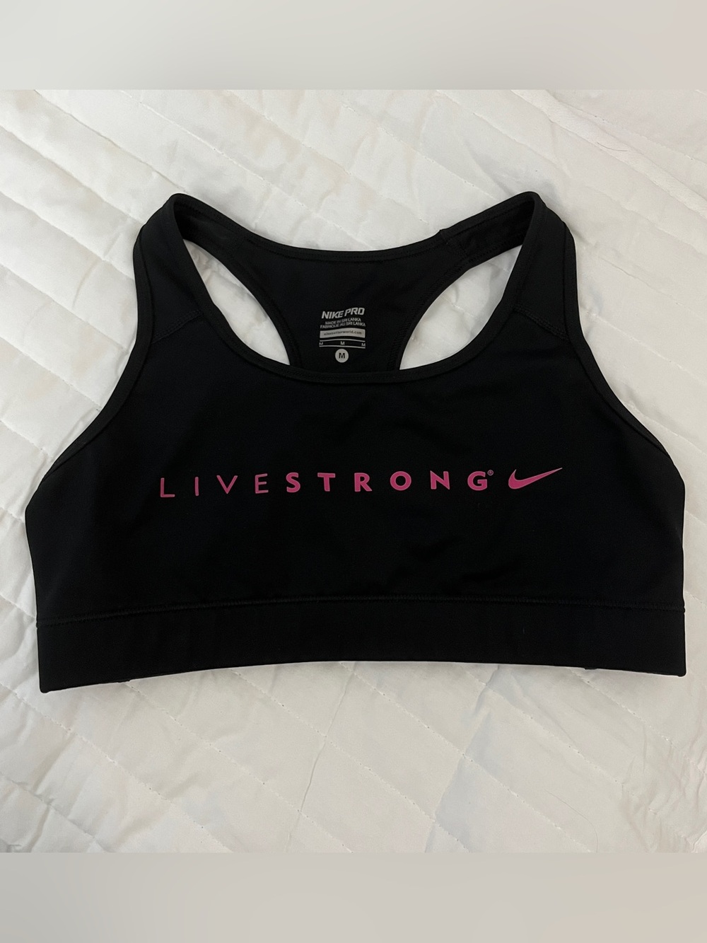 Nike Black Sports Bra with Pink LIVESTRONG Logo